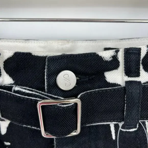 Proenza Schouler | Calder Skirt in Black Multi Contrast Printed Denim Pencil 25 - Picture 8 of 14